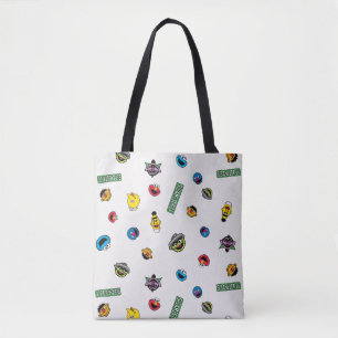 Bolsa Tote Padrão de Personagens da Rua Sésamo