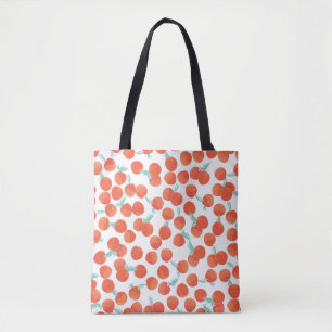 Bolsa Tote Padrão de pêssego sem costura com fundo de fruta.