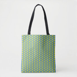 Bolsa Tote Padrão de Pickleball Amarelo Divertido em Azul