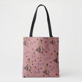 Bolsa Tote padrão de pinos rosa