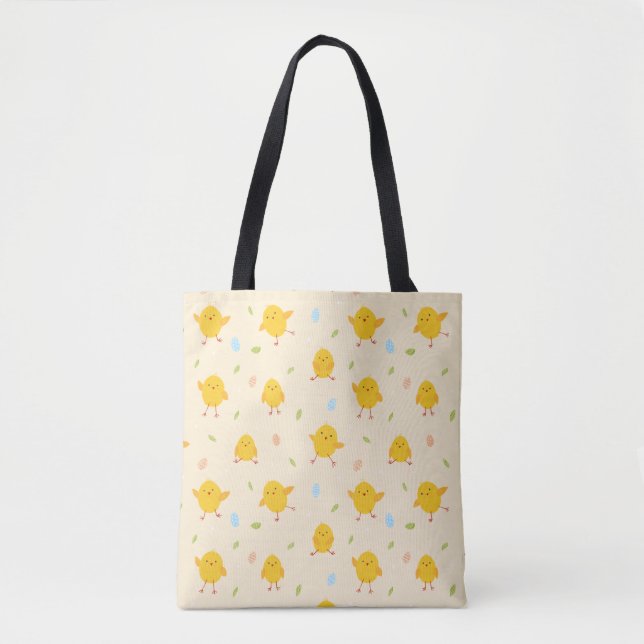 Bolsa Tote Padrão de Pintinhos de Páscoa (Frente)
