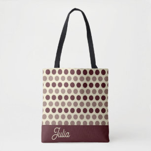 Bolsa Tote Padrão de Polka de Vinho Vermelho Elegante Persona