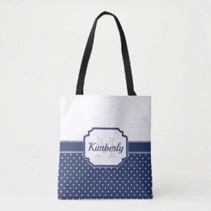 Bolsa Tote Padrão de pontos azuis