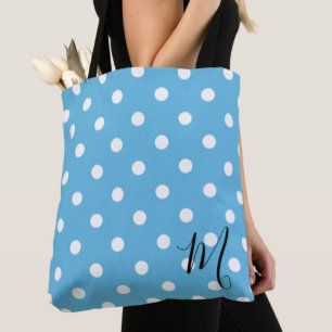 Bolsa Tote Padrão de Pontos Clássicos Azuis para Compras