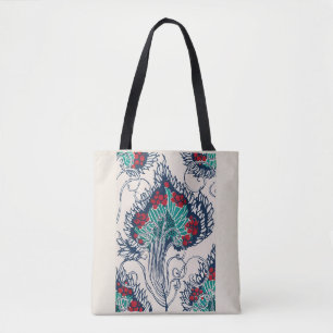 Bolsa Tote Padrão de poquir botânico no Art Nouveau