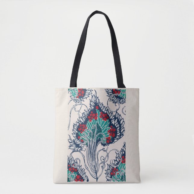 Bolsa Tote Padrão de poquir botânico no Art Nouveau (Frente)