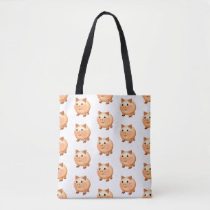 Bolsa Tote Padrão de Porco Bebê de Cartoon Bonito