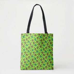 Bolsa Tote Padrão de porta verde retrô neon neon da década de