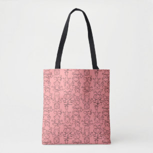 Bolsa Tote Padrão de poses de ioga Padrão sem costura de