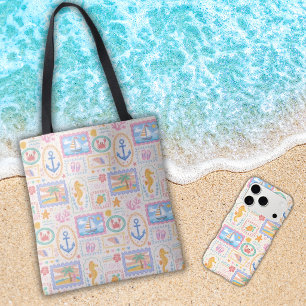 Bolsa Tote Padrão de Praia de Verão Praia Fofa
