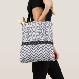 Bolsa Tote Padrão de Prata Zig Zag Patterno Presente para Ela