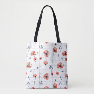 Bolsa Tote Padrão de Presilhas Vermelhas com Aquarela em Bran