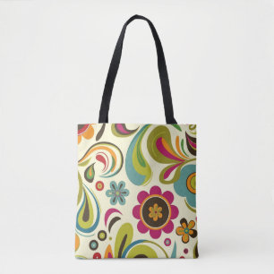 Bolsa Tote Padrão de Primavera do Groovy Retro