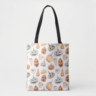 Bolsa Tote Padrão de Pumpkin de Aquarela Divertida