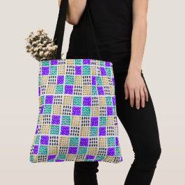 Bolsa Tote Padrão de Quadrados Abstratos Geométricos Colorido