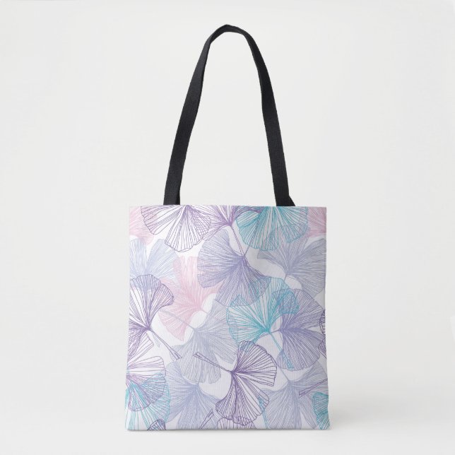 Bolsa Tote Padrão de Quartz no Rosa de Gingko Biloba (Frente)