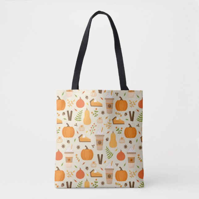 Bolsa Tote Padrão de queda de laranja divertido (Frente)