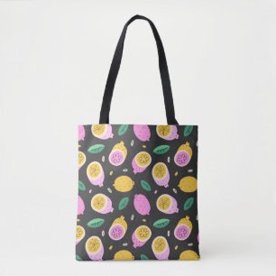 Bolsa Tote Padrão de rabisco de limão, dra de fruta de citr