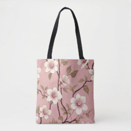 Bolsa Tote Padrão de ramalhete floral rosa corado vintage