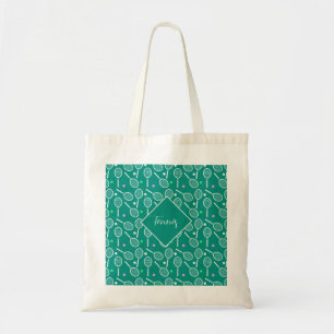 Bolsa Tote Padrão de Raquete de Tênis Retro Verde