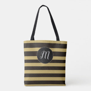 Bolsa Tote Padrão de Rasgos Castanhos Modernos Monogramas