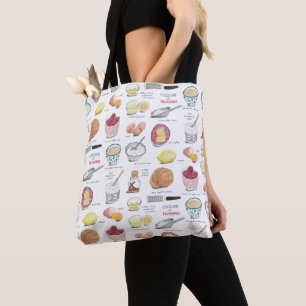 Bolsa Tote Padrão de Receita Branco, Vermelho e Amarelo Vinta