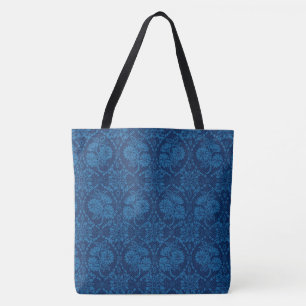 Bolsa Tote Padrão de rendas do Indígo Azul Floral Faux