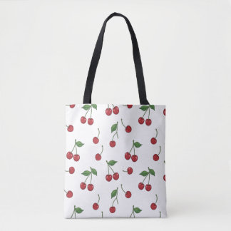 Bolsa Tote Padrão de Repetição de Fruta Cereja Design