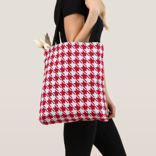 Bolsa Tote Padrão de repetição do Red Houndstooth