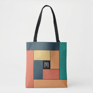 Bolsa Tote Padrão de Retângulos (ver2) com Monograma Person