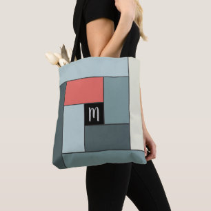 Bolsa Tote Padrão de Retângulos (ver6) com Monograma Person