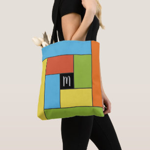 Bolsa Tote Padrão de Retângulos (ver8) com Monograma Person