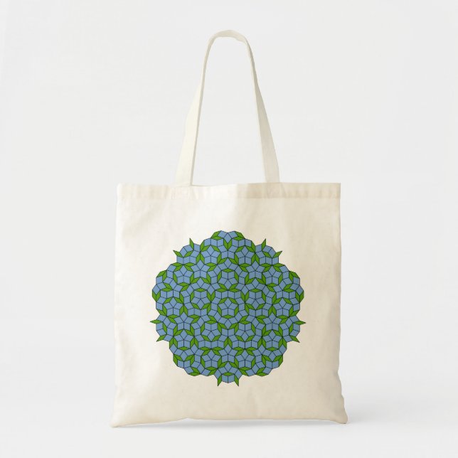 Bolsa Tote Padrão de Rhombus Penrose Verde e Azul (Frente)