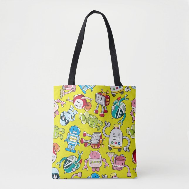 Bolsa Tote padrão de robô sem costura (Frente)
