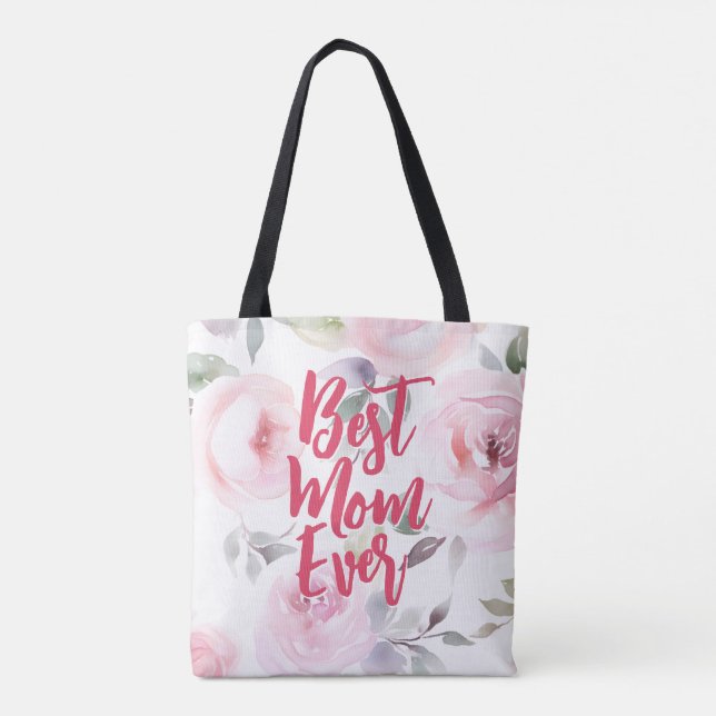 Bolsa Tote Padrão de Rosa de Aquarela | Presente para a mãe | (Verso)