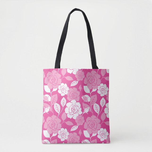 BOLSA TOTE PADRÃO DE ROSA (ROSA) (Frente)