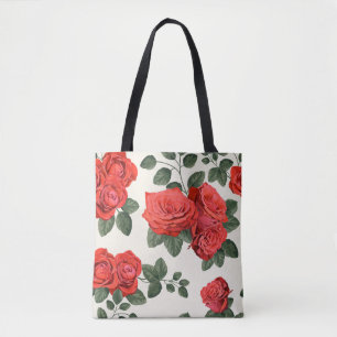 Bolsa Tote Padrão de rosas de colheita sem costura, design fl