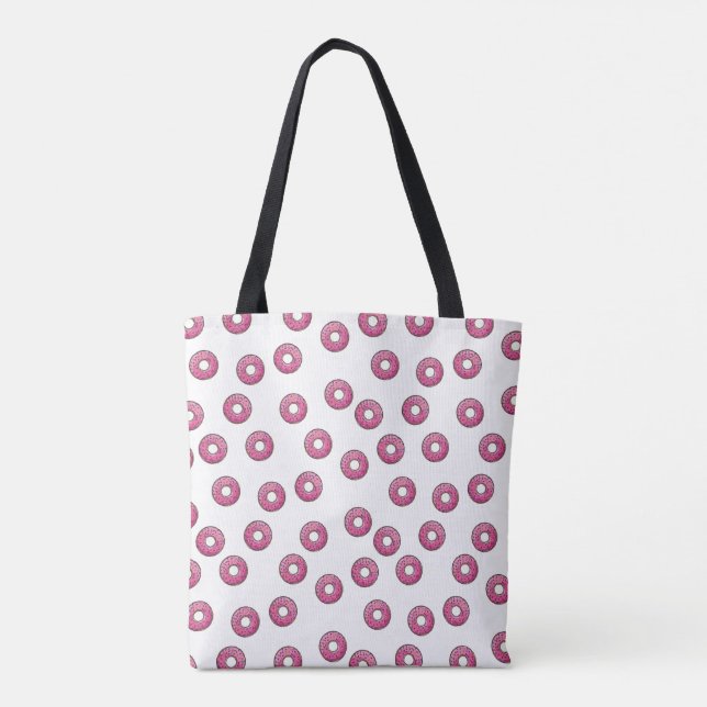 Bolsa Tote Padrão de Rosquinha rosa (Verso)