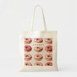 Bolsa Tote Padrão de Rosquinha rosa personalizado monograma