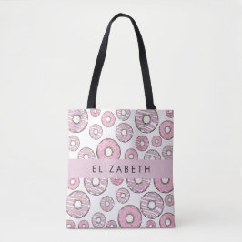 Bolsa Tote Padrão De Rosquinhas, Rosquinhas Rosa, Escoamento,