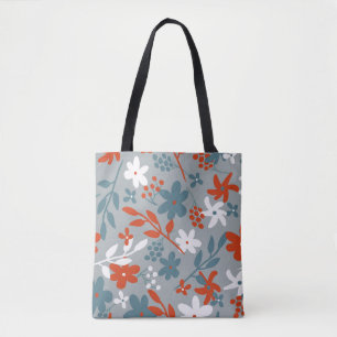 Bolsa Tote Padrão de safra simples. fundo cinza, laranja, 