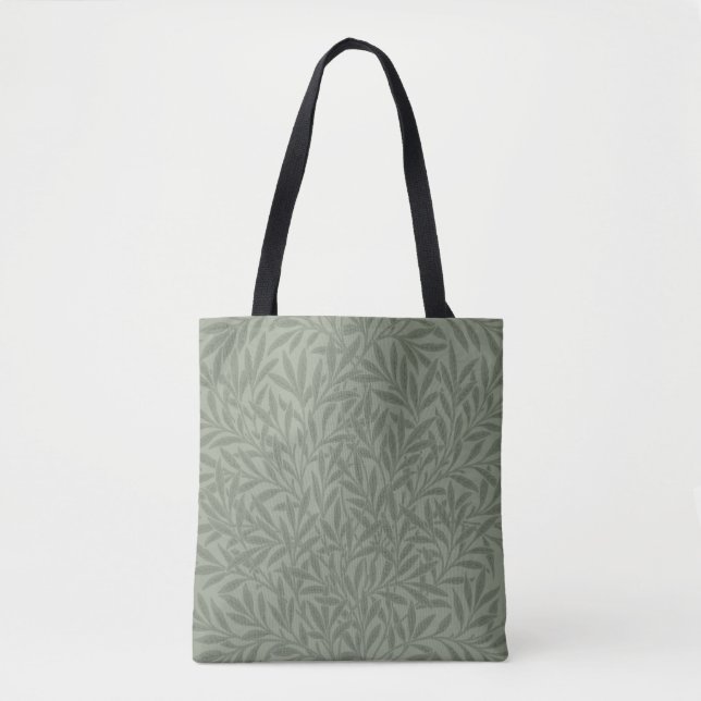 Bolsa Tote Padrão de Salgueiro William Morris Antigo Verde Sa (Frente)