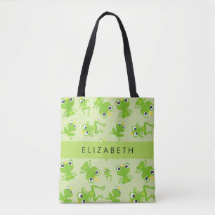 Bolsa Tote Padrão de sapo, Sapos Verdes, Príncipe Sapo, Seu N
