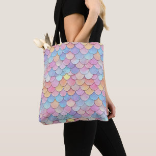 Bolsa Tote Padrão de Sereia de Escala Colorida