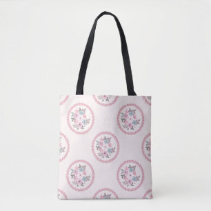 Bolsa Tote Padrão de serração vítrea em flores pequenas. Mile
