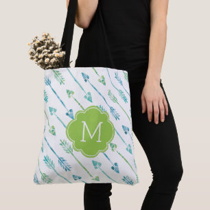 Bolsa Tote Padrão de Setas de Aquarela Monograma
