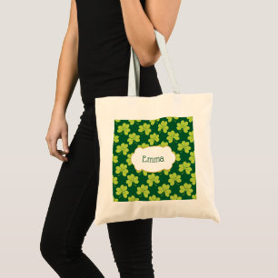 Bolsa Tote Padrão de Shamrock de cobertura verde-branca