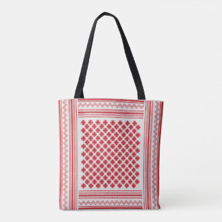 Bolsa Tote Padrão de Shemagh Keffiyeh Vermelho e Branco