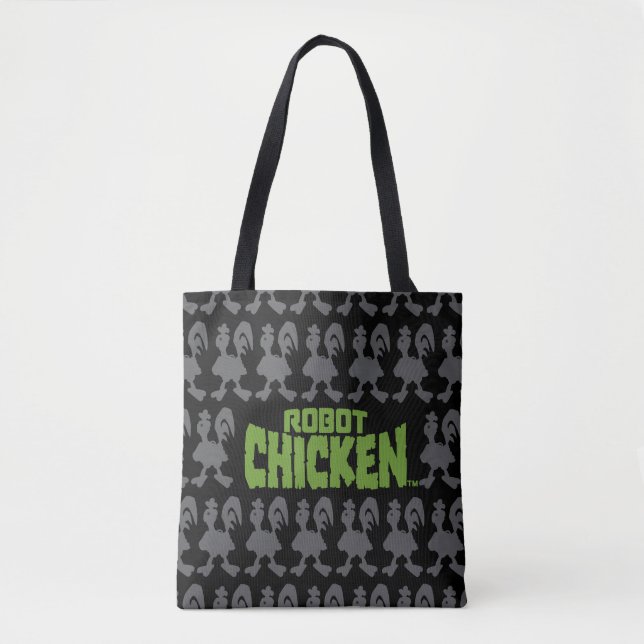 Bolsa Tote Padrão de Silhouette Robot Chicken (Frente)