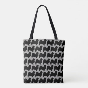 Bolsa Tote Padrão de Silhouettes de Cachorro Espanhol Tibetan